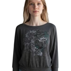 Full Tilt Charcoal Long Sleeve Graphic Tee Sz.M EUC.